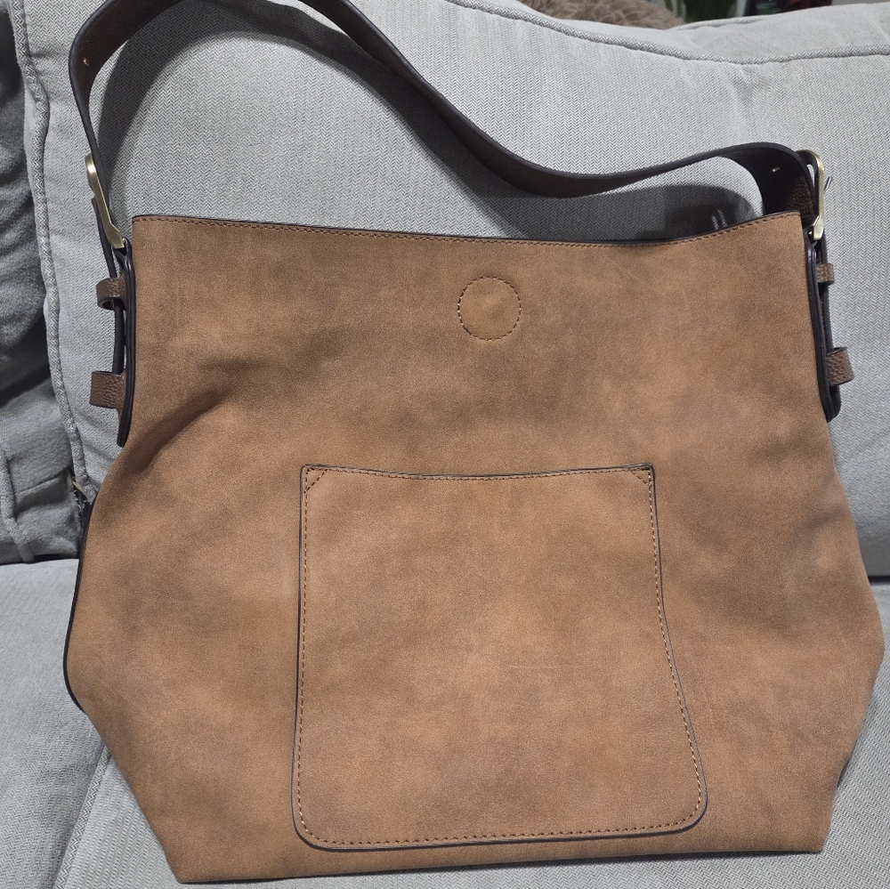 Joy Susan Toffee Hobo Coffee Handle Rich Faux Suede Handbag